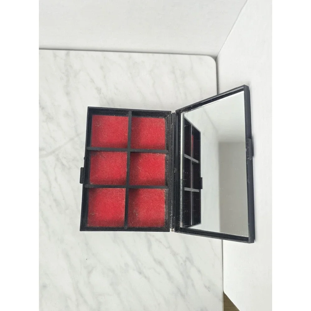 Vintage Asian Floral Travel Jewelry Box Compact with Mirror - 6 Compartment